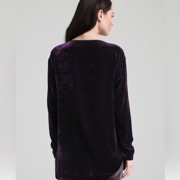 Theory Tehya Crush Velvet Tunic In Purple Size Large - Picture 2 of 8